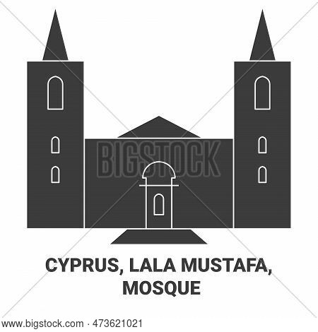 Cyprus, Lala Mustafa, Mosque Travel Landmark Vector Illustration