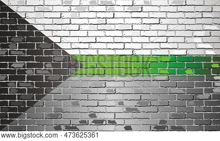 Demiromantic Pride Flag On Brick Wall - Illustration, 
Symbol Of Demiromantic Community
