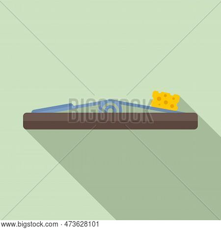 Cheese Mouse Trap Icon. Flat Illustration Of Cheese Mouse Trap Icon For Web Design
