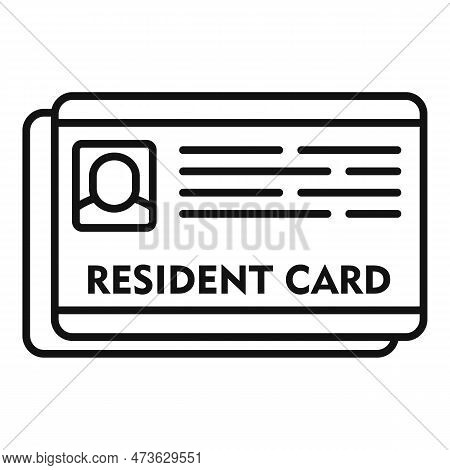 Resident Card Icon. Outline Resident Card Icon For Web Design Isolated On White Background