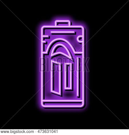 C Battery Power Energy Neon Light Sign Vector. C Battery Power Energy Illustration