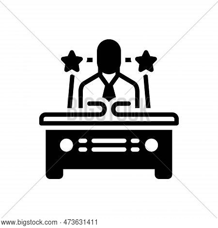Black Solid Icon For Positions Post Commissary Human Officer Power Bussiness-man Boss