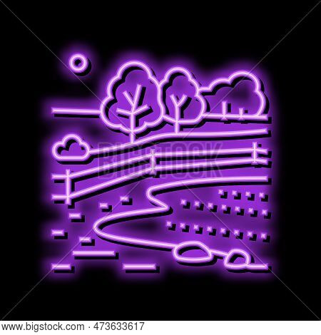 Landskape Red Orange Autumn Neon Light Sign Vector. Landskape Red Orange Autumn Illustration