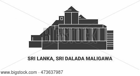 Sri Lanka, Sri Dalada Maligawa, Travel Landmark Vector Illustration