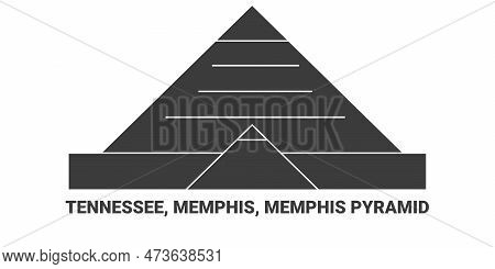 United States, Tennessee, Memphis, Memphis Pyramid, Travel Landmark Vector Illustration