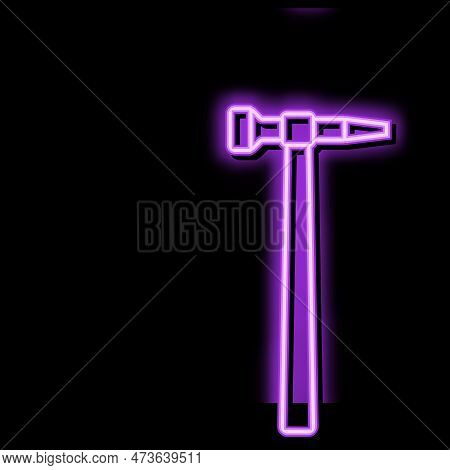 Straight Peen Hammer Tool Neon Light Sign Vector. Straight Peen Hammer Tool Illustration