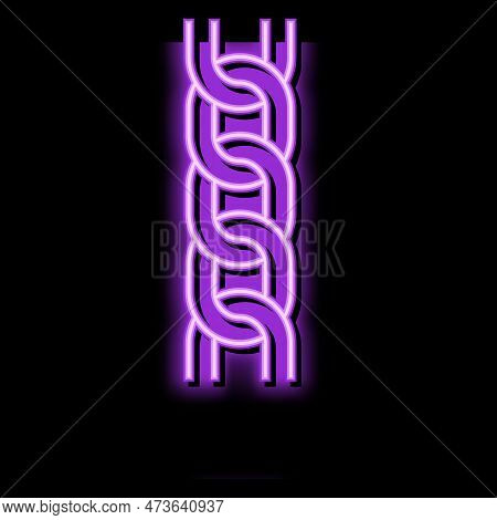 Curb Chain Neon Light Sign Vector. Curb Chain Illustration