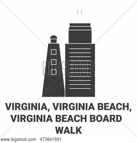 United States, Virginia, Virginia Beach, Virginia Beach Boardwalk Travel Landmark Vector Illustratio