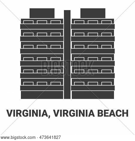 United States, Virginia, Virginia Beach Travel Landmark Vector Illustration