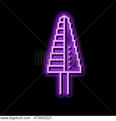 Step Drill Bit Neon Light Sign Vector. Step Drill Bit Illustration