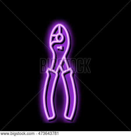 Slip Joint Pliers Neon Light Sign Vector. Slip Joint Pliers Illustration