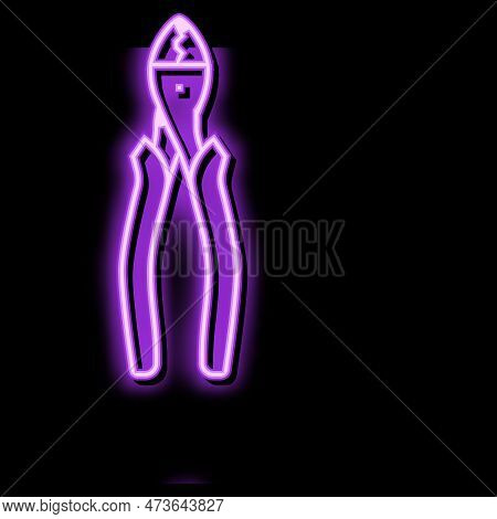 Crimping Pliers Neon Light Sign Vector. Crimping Pliers Illustration