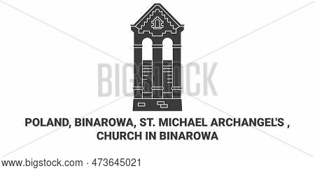 Poland, Binarowa, St. Michael Archangels , Church In Binarowa Travel Landmark Vector Illustration