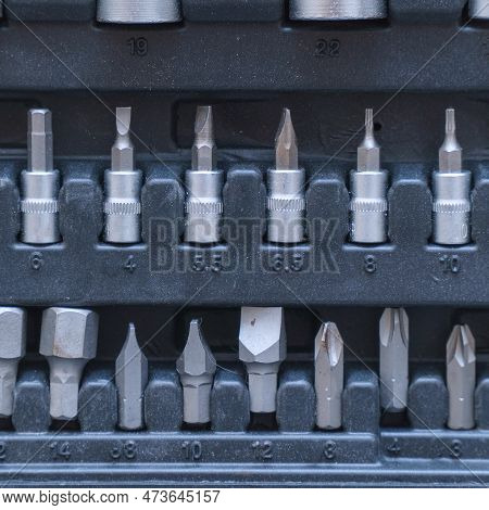 A Set Of Torx Tools, Socket Wrenches, Screwdrivers And Other Tools. A Tool For Car Repair. Selective