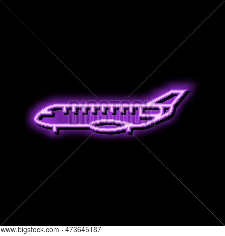 Regional Jet Airplane Aircraft Neon Light Sign Vector. Regional Jet Airplane Aircraft Illustration