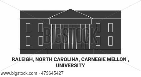 United States, Raleigh, North Carolina, Carnegie Mellon , University Travel Landmark Vector Illustra