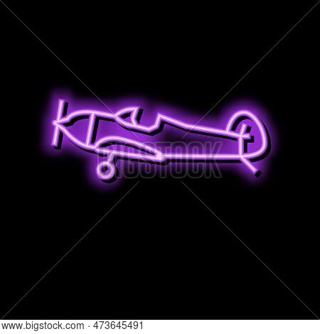 Monoplane Airplane Aircraft Neon Light Sign Vector. Monoplane Airplane Aircraft Illustration