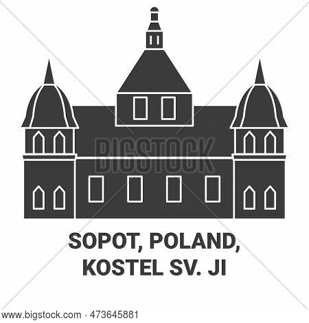 Poland, Sopot, Kostel Sv. Jiho Travel Landmark Vector Illustration