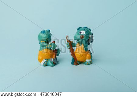 Tyumen, Russia-february 15, 2023: Kinder Surprise Toy Dinosaurs. Collection Of Kinder Surprise Toys.