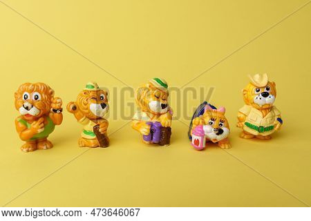 Tyumen, Russia-february 15, 2023: Kinder Surprise Lions. Kinder Surprise Toy. Sweet Gift. Hobby. Kin