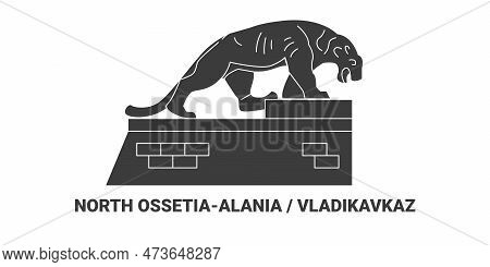 Russia, North Ossetiaalania Vladikavkaz Travel Landmark Vector Illustration