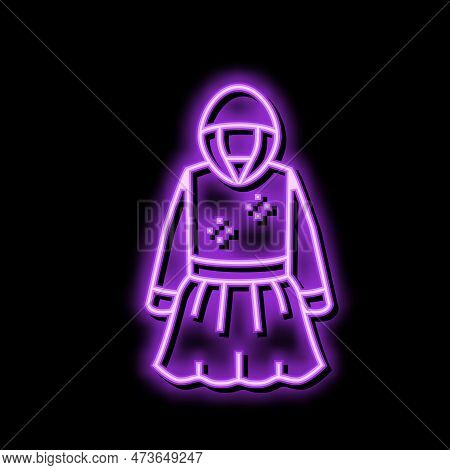 Sweater Dress Tulle Skirt Girl Baby Cloth Neon Light Sign Vector. Sweater Dress Tulle Skirt Girl Bab