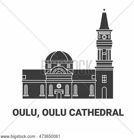 Finland, Oulu, Oulu Cathedral Travel Landmark Vector Illustration