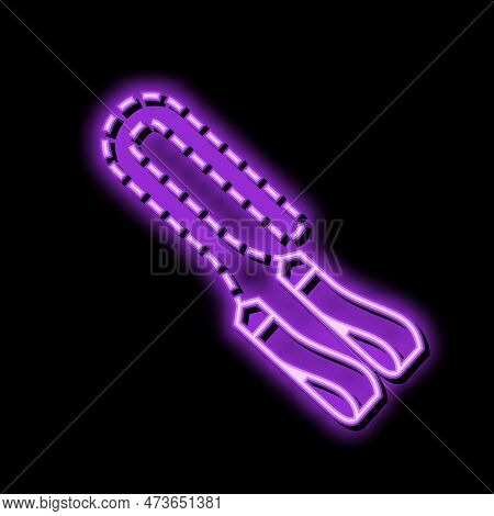 Manual Chain Saw Neon Light Sign Vector. Manual Chain Saw Sign. Isolated Symbol Illustration