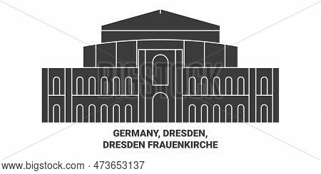 Germany, Dresden, Dresden Frauenkirche Travel Landmark Vector Illustration