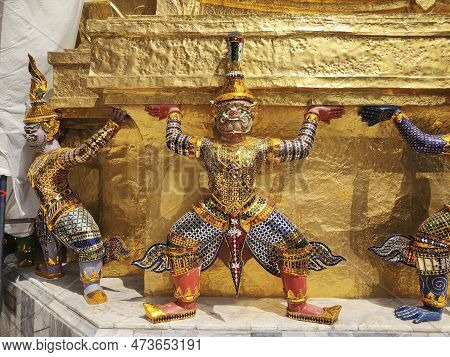 Demon Guardian Inside The Grand Palace In Bangkok, Grand Palace Was A Former Residence For King Rama