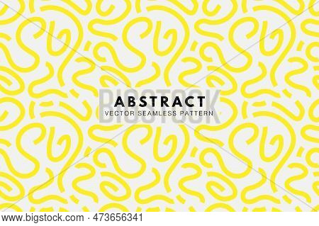 Wiggly Yellow Lines On A White Background Seamless Repeating Pattern
