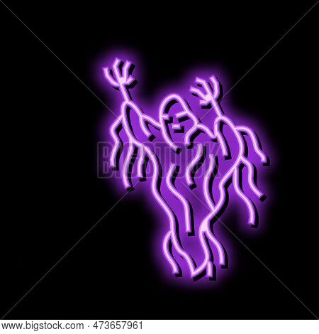 Ghoul Ghost Neon Light Sign Vector. Ghoul Ghost Sign. Isolated Symbol Illustration