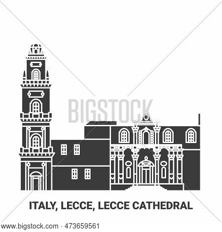 Italy, Lecce, Lecce Cathedral Travel Landmark Vector Illustration
