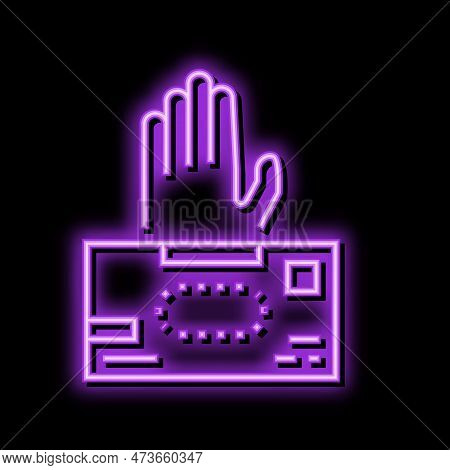 Nonlatex Gloves First Aid Neon Light Sign Vector. Nonlatex Gloves First Aid Sign. Isolated Symbol Il