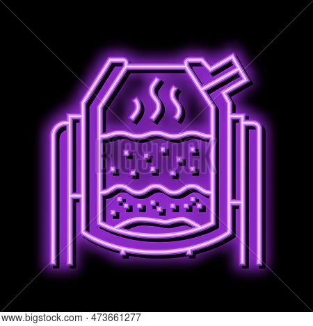 Basic Oxygen Furnace Steel Production Neon Light Sign Vector. Basic Oxygen Furnace Steel Production 