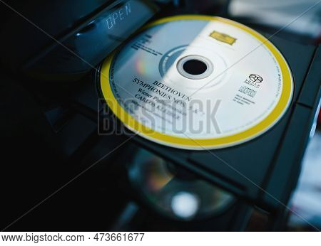 Paris, France - Mar 4, 2023: A Close-up Of A Professional Audio Equipment System Featuring An Sacd P