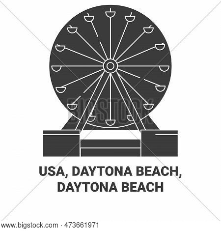 Usa, Daytona Beach, Daytona Beach Travel Landmark Vector Illustration