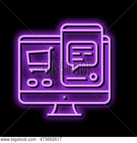 Sales Chat Support Neon Light Sign Vector. Sales Chat Support Illustration