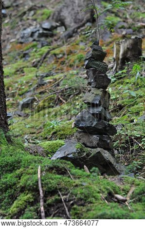 Closeup Shot Of Quarry Stones Stacked In Balance In The Oker Valley In The Harz Mountains In Germany
