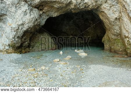 Crystal Clear Blue Water At The Birnbachloch Spring Near Leogang, Austria