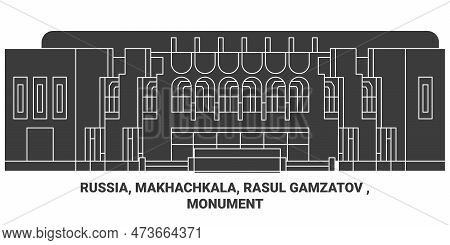 Russia, Makhachkala, Rasul Gamzatov , Monument Travel Landmark Vector Illustration