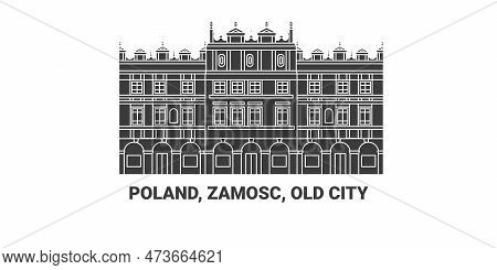 Poland, Zamosc, Old City, Travel Landmark Vector Illustration