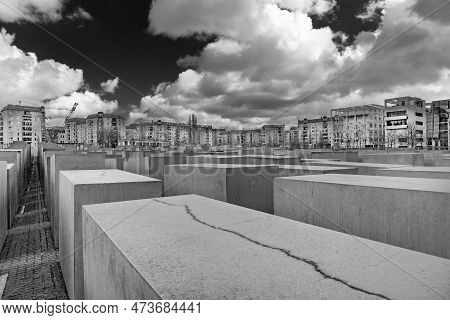 Berlin, Germany - March 25, 2019: View Of Holocaust Memorial In Berlin Mitte In Germany.
