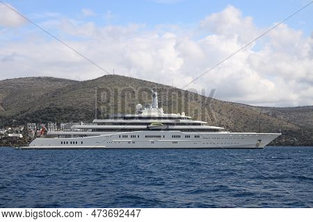 Bodrum, Turkey, 10 March 2023: The Giant Superyacht Eclipse, Owned By Russian Businessman Roman Abra