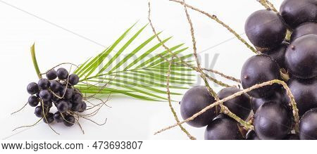 Acai Fruit On A White Background _ (euterpe Oleracea)