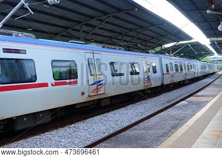 Kuala Lumpur, Malaysia. March 5, 2023. Mrt Or Mass Rapid Transit Train At The Station.