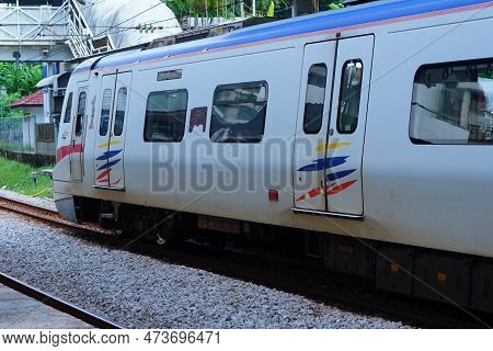 Kuala Lumpur, Malaysia. March 5, 2023. Mrt Or Mass Rapid Transit Train At The Station.