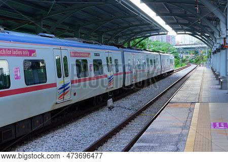 Kuala Lumpur, Malaysia. March 5, 2023. Mrt Or Mass Rapid Transit Train At The Station.