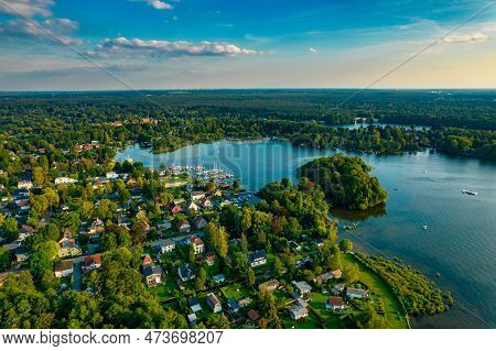 Aerialview Of Lake And National Park Muggelsee In Germany
