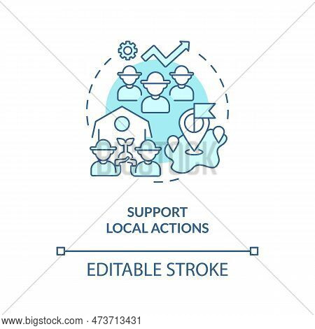 Support Local Actions Turquoise Concept Icon. Farming. Rural Development Program Abstract Idea Thin 